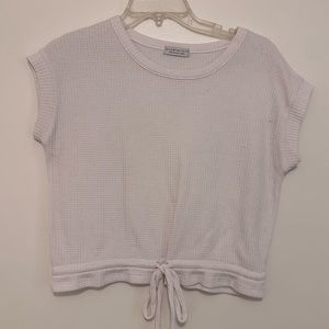 White short sleeve waffle top